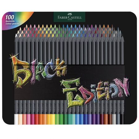Creioane desen FABER-CASTELL Black Edition, 100 culori